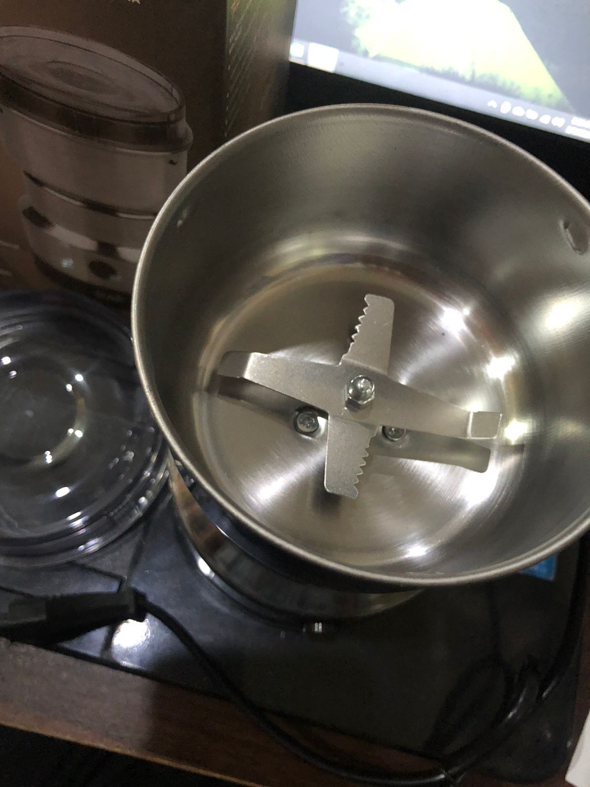 MULTI PURPOSE ELECTRIC COFFEE GRINDER AUTOMATIC COFFEE SPICE  GRINBEANDER STAINLESS STEEL - 150 Watts View Gallery - Pakistan