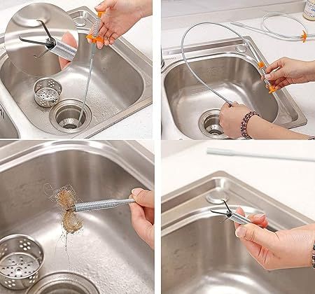 Stainless Steel Hair Catching Drain Cleaner Wire Spring Sink Cleaning Stick (50cm) View Gallery - Pakistan