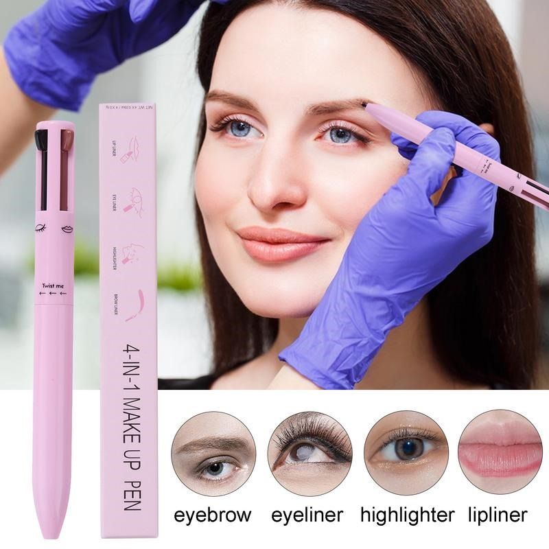 4 in 1 Waterproof Makeup Pen Eyebrow Pencil Long Lasting Easy Lip Color Liner Highlight Lying Silkworm Eyeliner Pen Makeup Tools (Random Color) View Gallery - Pakistan