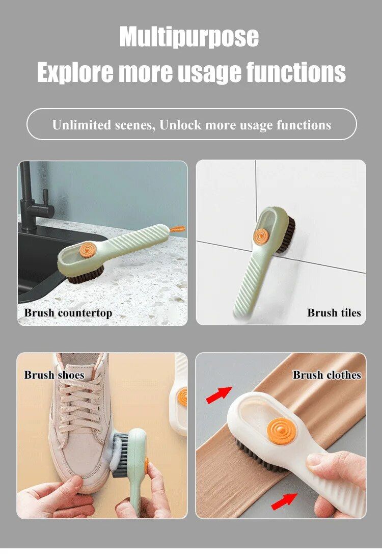 Multi-purpose Shoe Brush Soft Bristle Automatic Liquid Long Handle Cleaning Brush Clothes Board Brush Household Cleaning Tools(random color) View Gallery - Pakistan