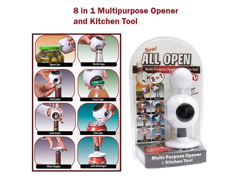 All Open 8 in 1 Multi-purpose Opener &amp;amp; Kitchen Tool | Destapador Multiusos 8-en-1 Destapa todo.