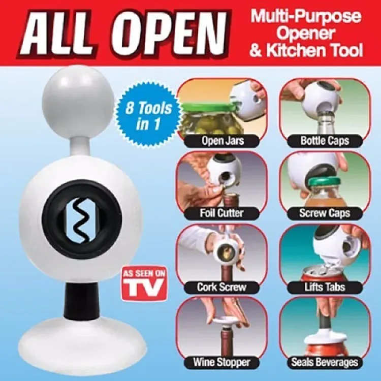 All Open 8 in 1 Multi-purpose Opener &amp; Kitchen Tool | Destapador Multiusos 8-en-1 Destapa todo. View Gallery - Pakistan