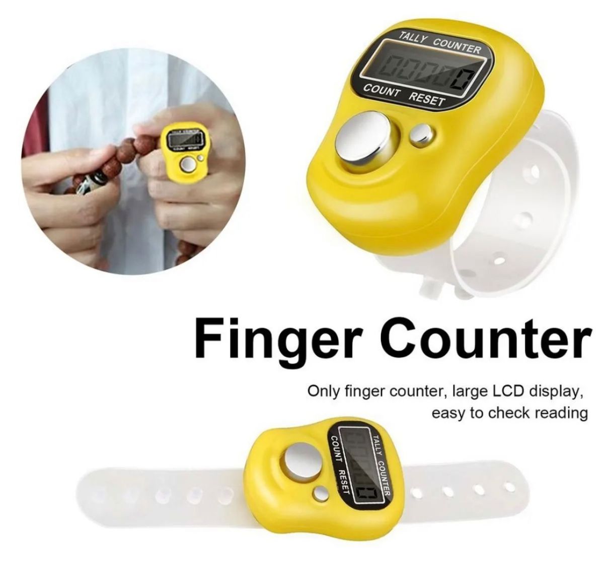 Digital Tasbeeh Counter - Mini Hand Ring Finger | Electronic Tool for Prayer Counting and Meditation(random color ) View Gallery - Pakistan
