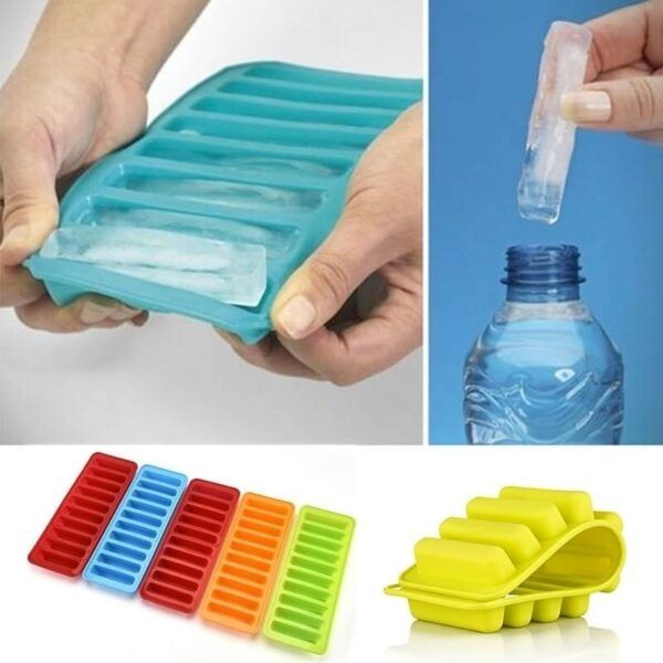 10 Grids Stick Shape Ice Tray Non-Stick | 10 Hole Finger Shape Cylinder Silicone Ice Cube