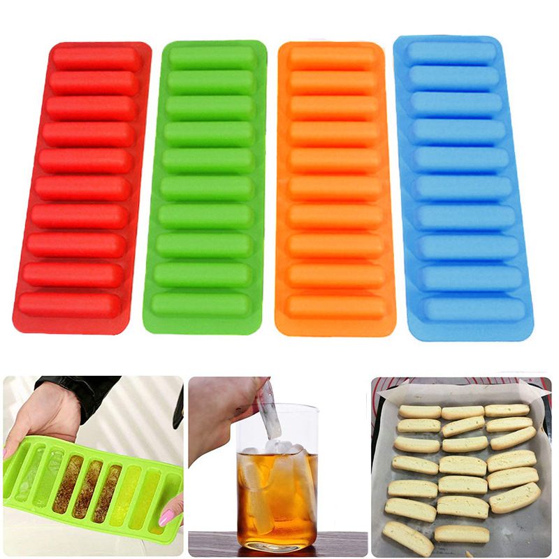 10 Grids Stick Shape Ice Tray Non-Stick | 10 Hole Finger Shape Cylinder Silicone Ice Cube View Gallery - Pakistan