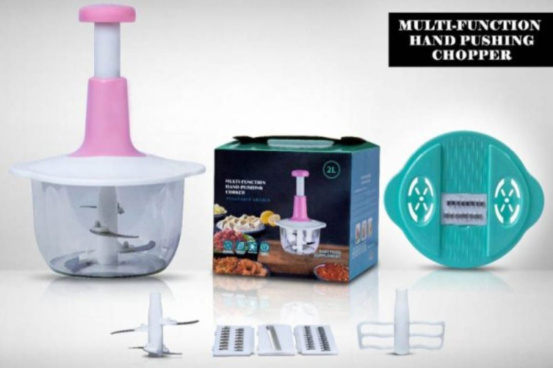 Multifunctional Manual Pushing Chopper with Beater &amp; (Grater , Shredder,  Slicer Plate) High Quality(random color ) View Gallery - Pakistan