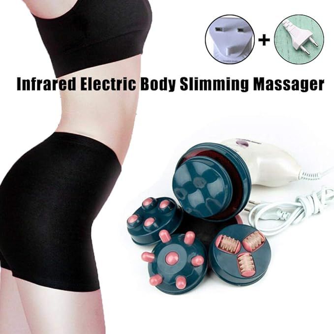Electric Slimming Massager Handheld Body Weight Loss Professional Neck Shoulder Back Health Care Relaxation Tool with 4 Vibrating Heads( random color ) View Gallery - Pakistan