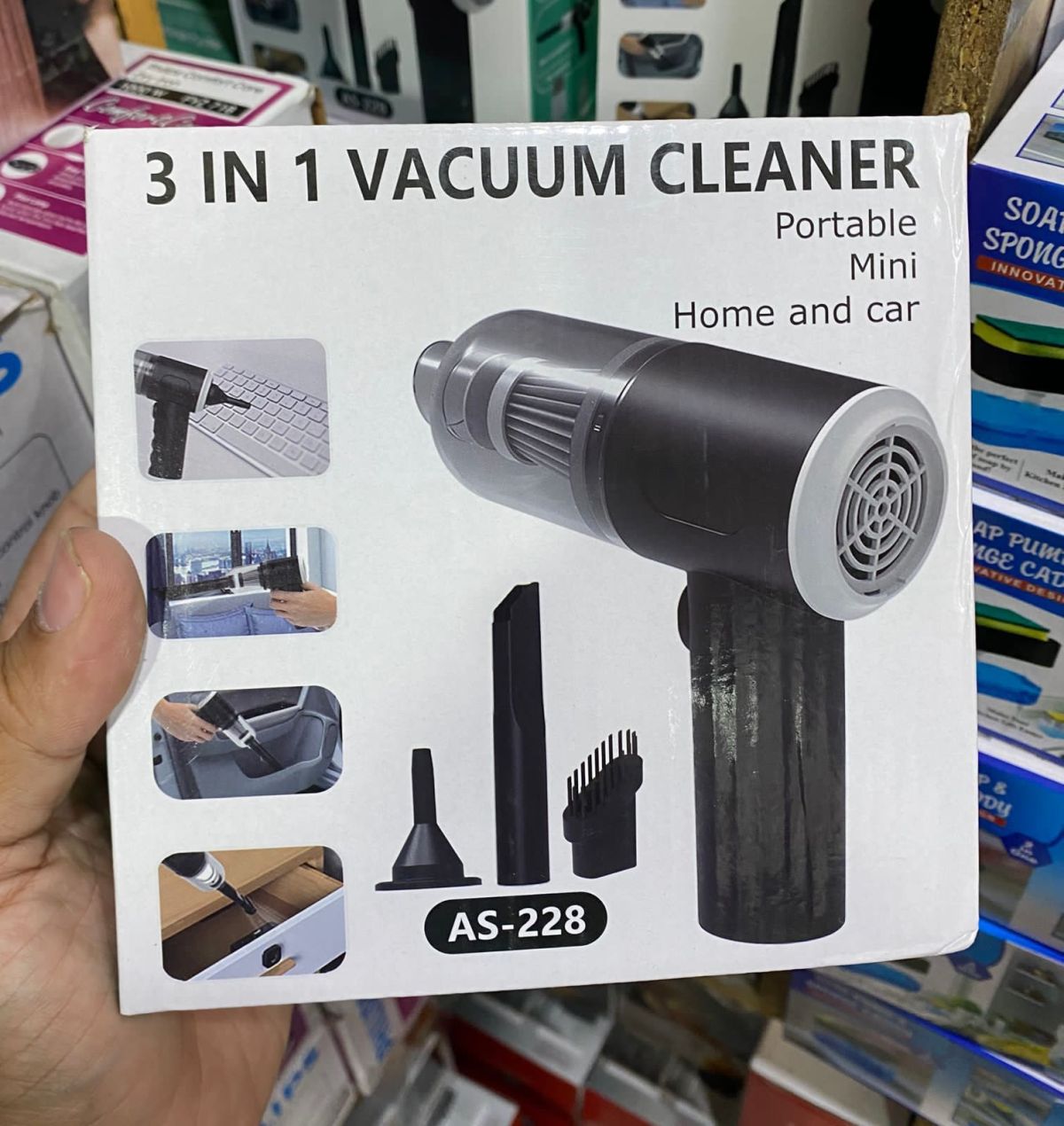 3 in 1 Portable Vacuum Cleaner Duster Blower Air Pump Wireless Hand-Held Cleaning For Car Home - AS 228 View Gallery - Pakistan