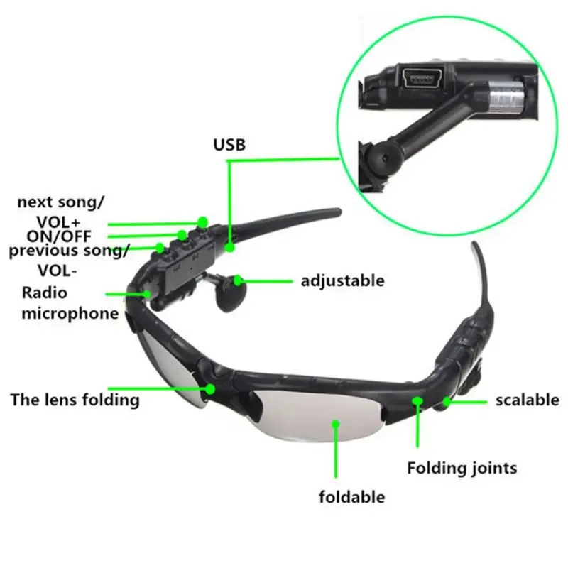 Bluetooth sun glasses with headphones connect with Mobile and talk View Gallery - Pakistan