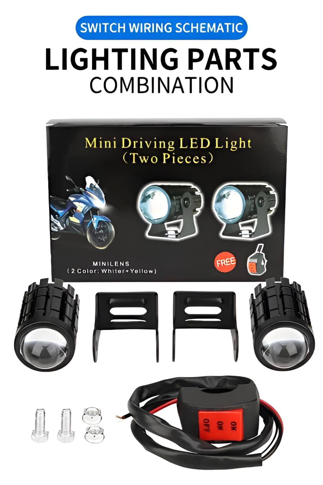 (2pcs) New Mini Driving Fog Light for All Motorcycle, Cars, Jeep(2pcs) Dual Function White-Yellow Lens Projectors Auxiliary Light 20w free button View Gallery - Pakistan