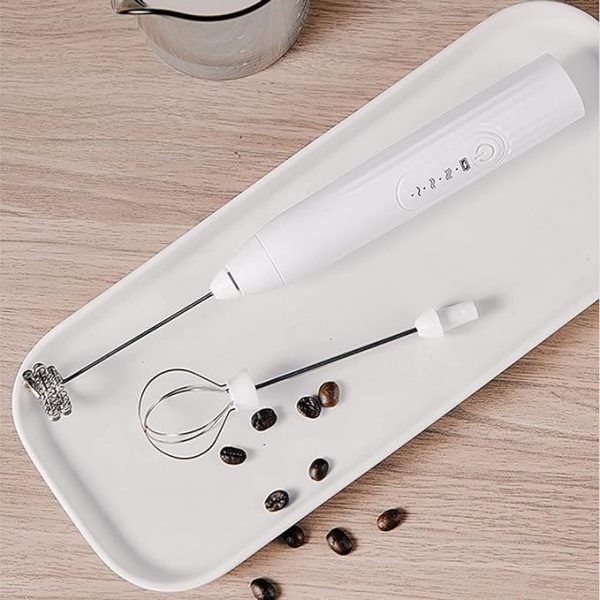 2 in 1 Electric Milk Frother Whisk Egg Beater USB Rechargeable Coffee Blender Household Milk Shaker Mixer Foamer Food Blender (random color) View Gallery - Pakistan
