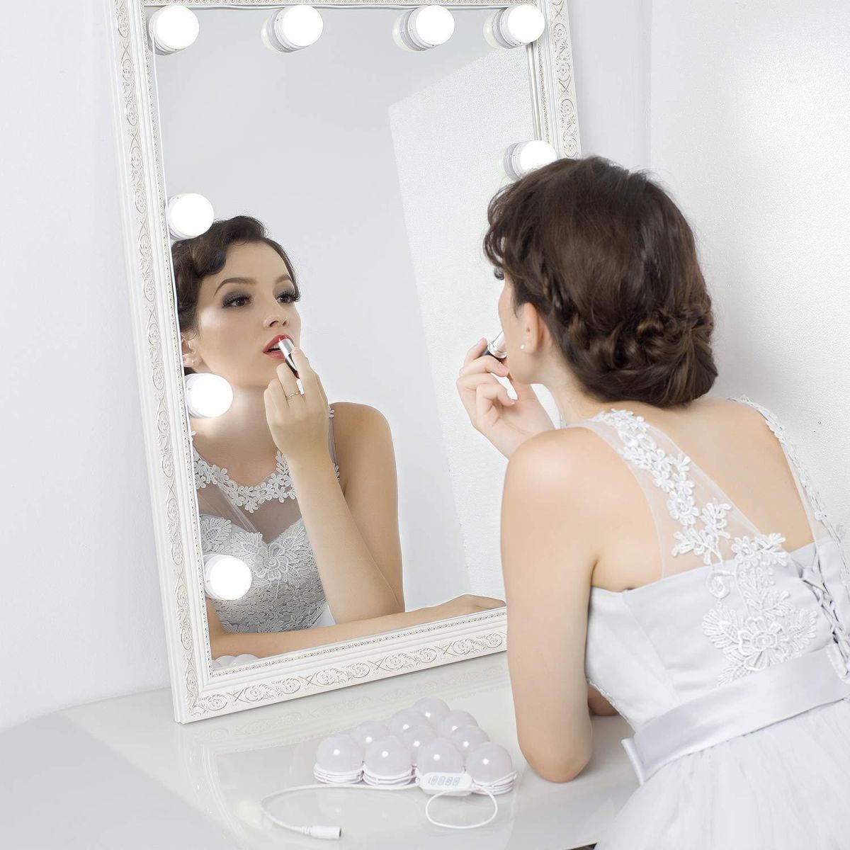 Vanity Mirror Lights - USB Vanity Lights Makeup Lighting 10 Dimmable Light Bulbs - Hollywood Style LED Vanity Mirror Lights Kit for Makeup - Table Bathroom Dressing Room View Gallery - Pakistan