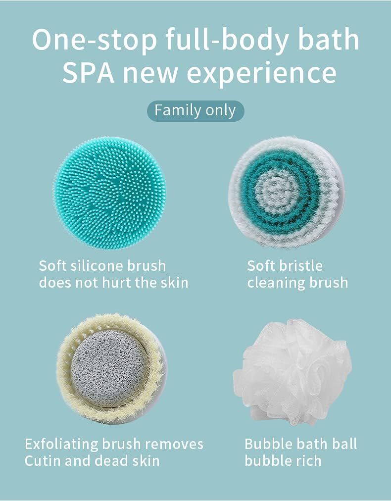 CNAIER Bath and Body Scrub Electric Brush Set - Rechargeable 4 in 1 (Random Color) View Gallery - Pakistan