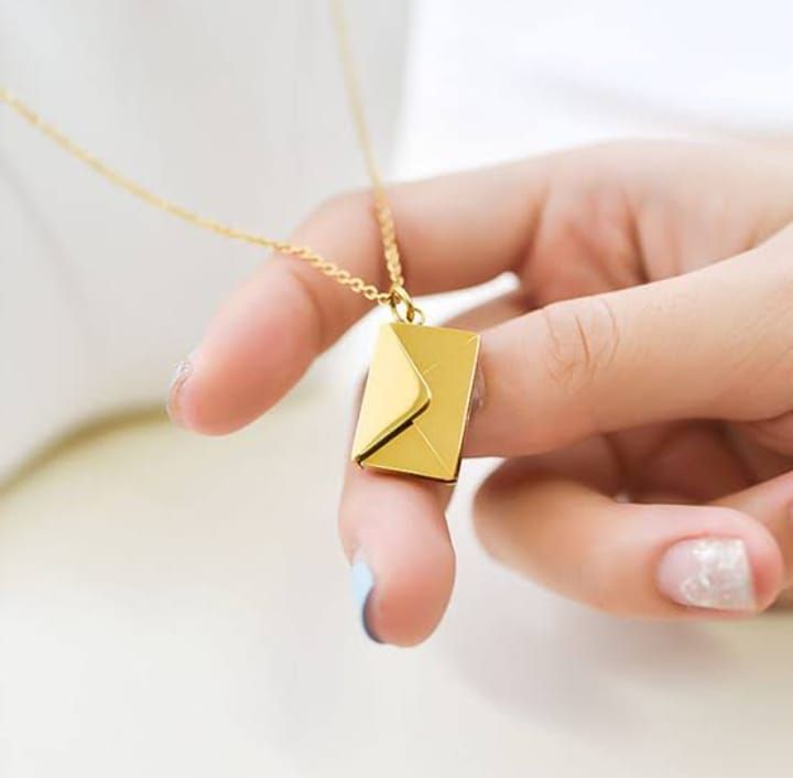 Love Letter Envelop Pendent For Girls - Golden Color View Gallery - Pakistan