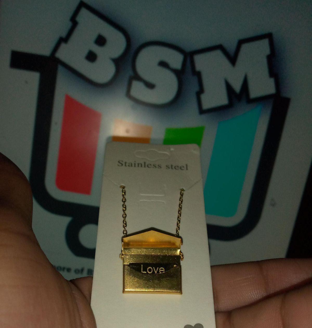 Love Letter Envelop Pendent For Girls - Golden Color View Gallery - Pakistan