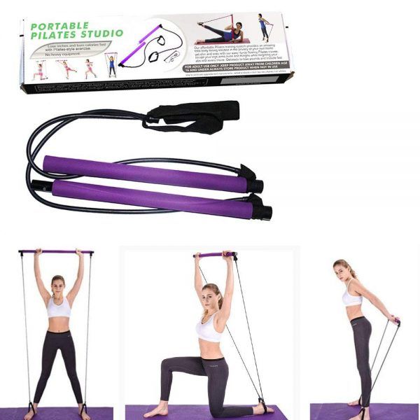 Portable Pilates Studio Yoga Gym Exercise Resistance Band Elastic Home Pilates Bar Stick Fitness Rope(Random Colours) View Gallery - Pakistan