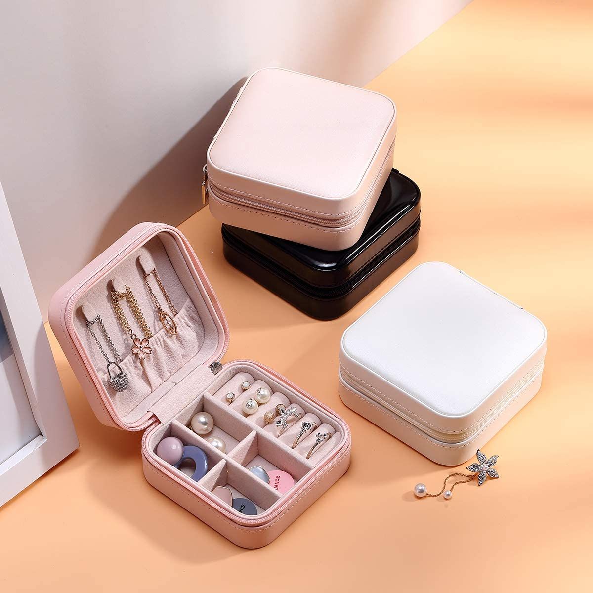 Travel Leather Pocket Jewellery Organizer  with Box (Mix/Random color) View Gallery - Pakistan