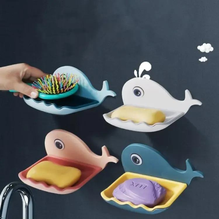 Fish Soap Stands for Bathroom Double Layers Plastic Adhesive Waterproof Wall Mounted Bar Soap Dish Holder Rack for Shower Wall, Kitchen, Bathroom Multicolor (Pieces 1) View Gallery - Pakistan