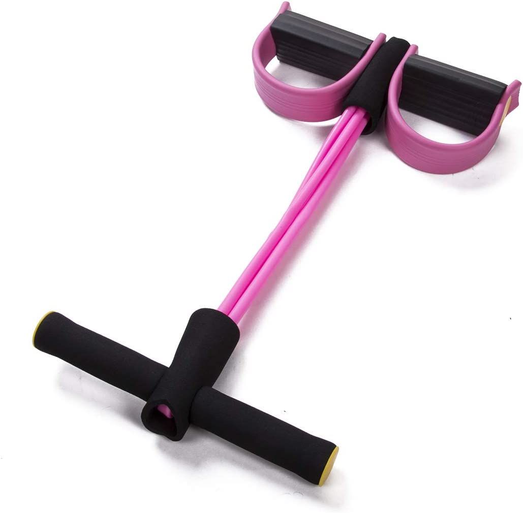 Foot Pedal Resistance Band Elastic Sit-Up Pull Rope Yoga Fitness Gym - Elastic Pull Ropes Tummy Trimmer (Random Colors) View Gallery - Pakistan