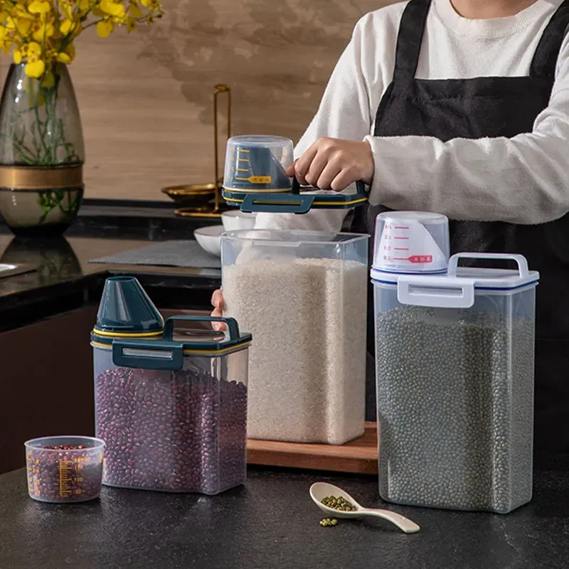 Container, 2kg Storage Container, Rice Storage Container, Dog Food, Cereal Containers, Storage Containers,  with Measuring Cup for Dry Food, Cereal and Flour View Gallery - Pakistan