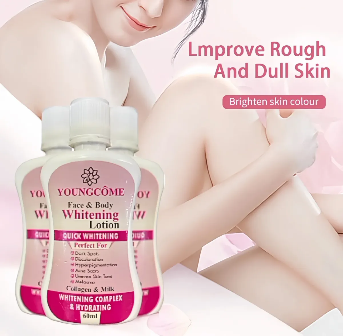 YOUNGCOME 60ml Face Body Whitening Lotion Underarm Brightening Private Underarm Body Cream Legs Whitening Parts