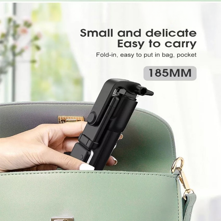 Selfie Stick With LED Light Wireless Bluetooth Foldable Mini Tripod Stand Mobile Holder With Fill Light Shutter Remote Control For IOS Android View Gallery - Pakistan