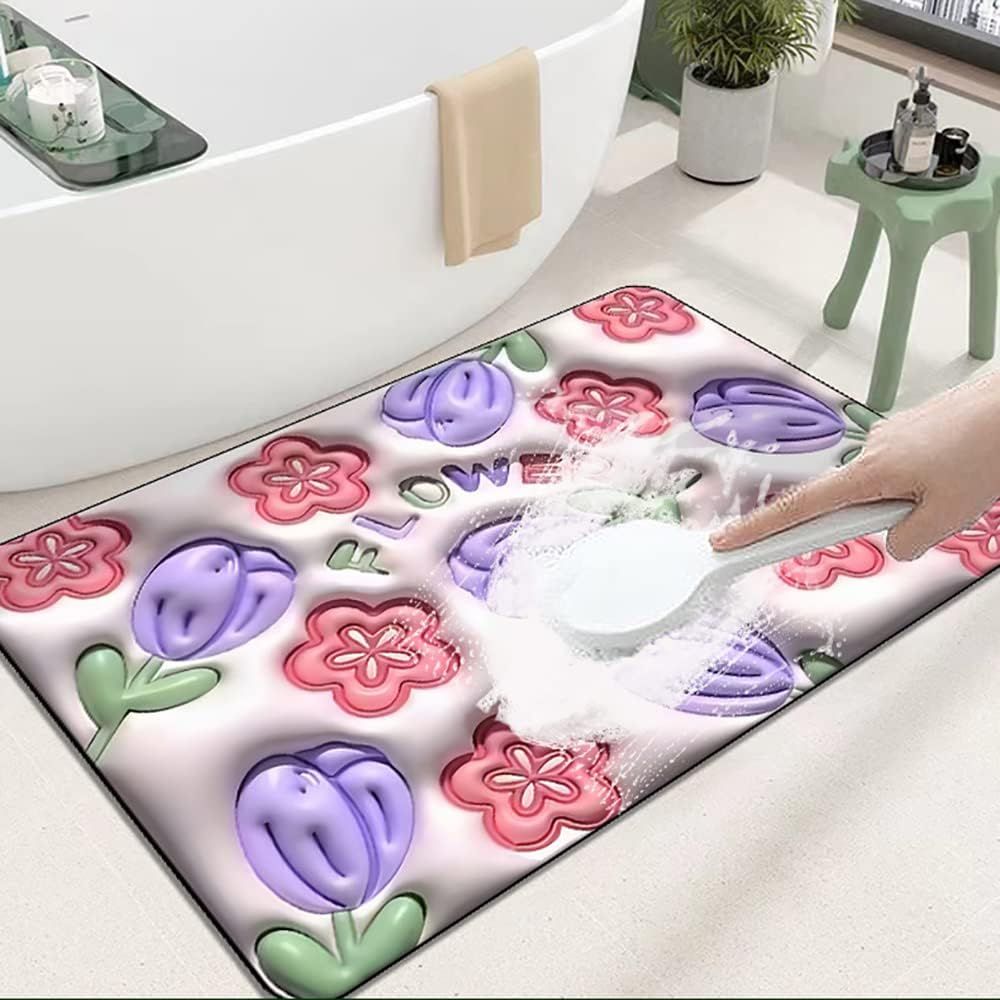 Absorbent Mat Flower Soft Diatom 3D Mud Floor Mat Bathroom Non-Slip Rug (random Design) View Gallery - Pakistan
