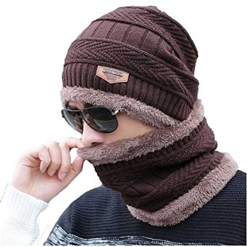 Winter Cap and neck Elastic Knitting Thick Fleece Warm Woolen Beanie Cap Sport Hat &amp; Neck Scarf Set 2 Piece(Random colors) View Gallery - Pakistan