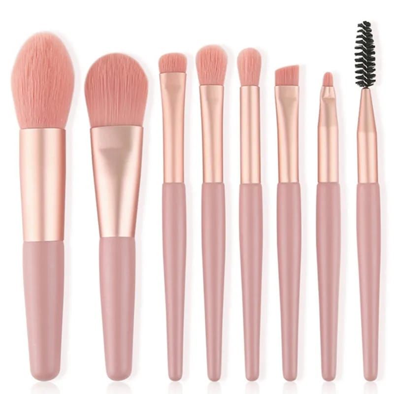 8pcs Travel Makeup Brush Kit Mini Cosmetic Brush for Face Foundation Blush Eye Shadow Wooden Handle (random color) View Gallery - Pakistan