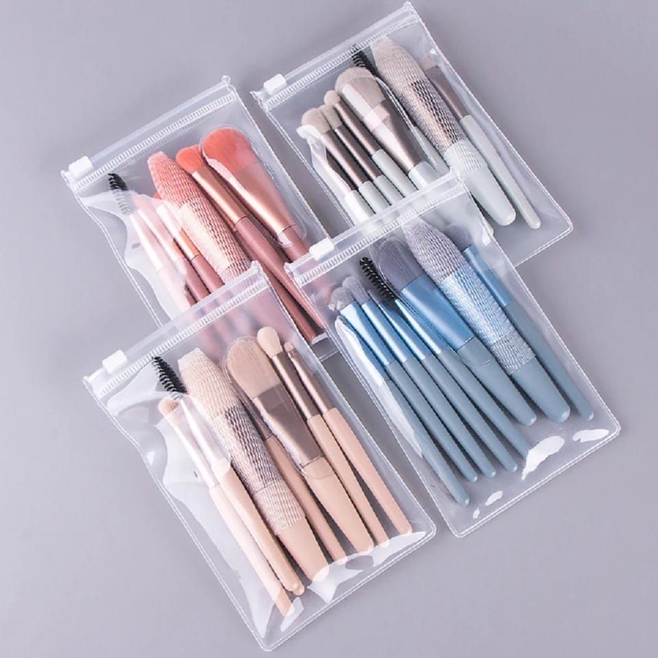 8pcs Travel Makeup Brush Kit Mini Cosmetic Brush for Face Foundation Blush Eye Shadow Wooden Handle (random color) View Gallery - Pakistan