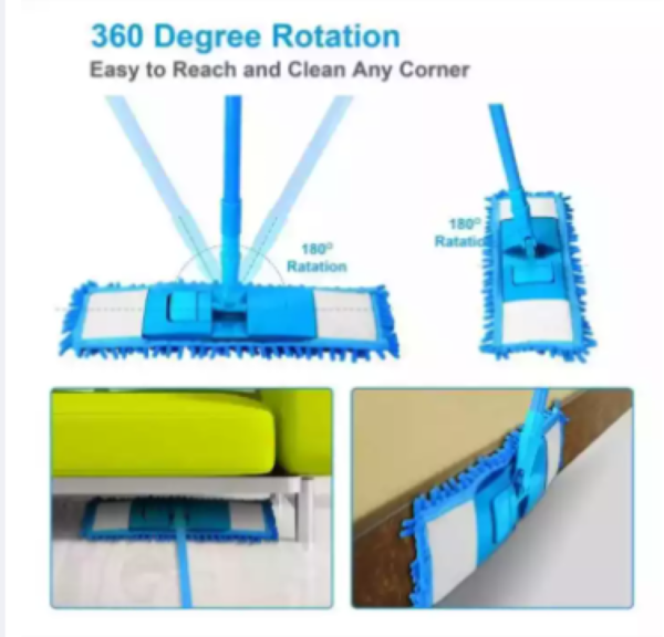 Mop, Floor Cleaner Home Cleaning Supply Flat Mop Microfiber Wet Dust Mop Wet &amp; Dry Mop (random Colors) View Gallery - Pakistan