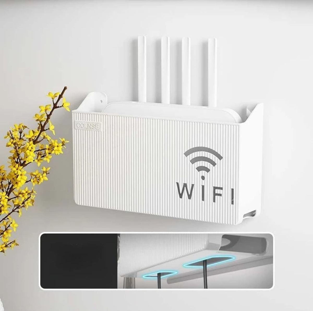 Router Storage Box Wall-mounted Plastic Cable Power Bracket Box Home Decoration Wireless Router Wifi Decoration, Set-top Box Rack( random color )