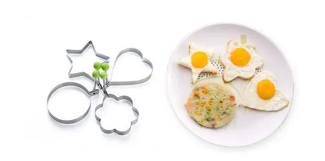 Pack of 4 Egg Shaper Kitchen Tools Star, Heart, Round, Flower Shaped Stainless Steel -  (random color ) View Gallery - Pakistan