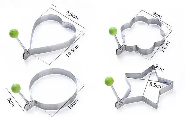 Pack of 4 Egg Shaper Kitchen Tools Star, Heart, Round, Flower Shaped Stainless Steel -  (random color ) View Gallery - Pakistan