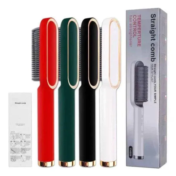HQT-909B Hair Straightener Ceramic Heated Hair Brush | brush straightener | Ceramic Heated Hair | Hair styling | Hair Beauty Tool | Straight , curl different styling hair Ceramic Brush With Out Box (random color ) View Gallery - Pakistan