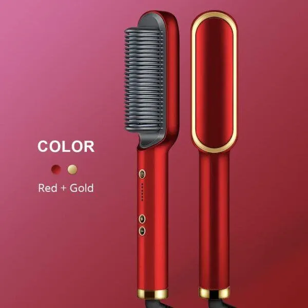 HQT-909B Hair Straightener Ceramic Heated Hair Brush | brush straightener | Ceramic Heated Hair | Hair styling | Hair Beauty Tool | Straight , curl different styling hair Ceramic Brush With Out Box (random color ) View Gallery - Pakistan