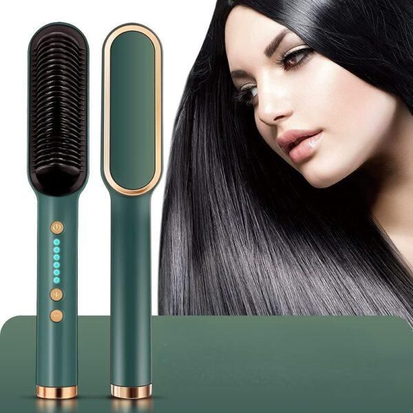 HQT-909B Hair Straightener Ceramic Heated Hair Brush | brush straightener | Ceramic Heated Hair | Hair styling | Hair Beauty Tool | Straight , curl different styling hair Ceramic Brush With Out Box (random color ) View Gallery - Pakistan