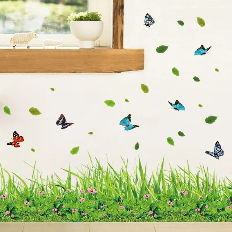 New 3D Fresh Green Plant Removable Green Grass PVC Wall Stickers Home Decor waterproof DIY Removable Art Vinyl 7 inch x  54 inch View Gallery - Pakistan