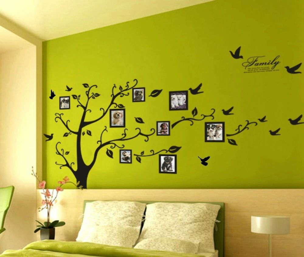 Large 200x250Cm / 79x99in Black 3D DIY Photo Tree PVC Wall Decals Adhesive Family Wall Stickers Mural Art Home Decor View Gallery - Pakistan