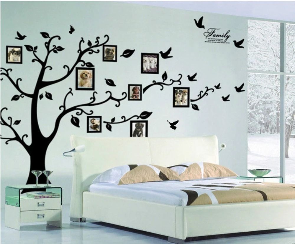 Large 200x250Cm / 79x99in Black 3D DIY Photo Tree PVC Wall Decals Adhesive Family Wall Stickers Mural Art Home Decor View Gallery - Pakistan