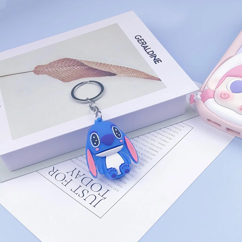 New Style Stitch Car Keychain couple Cartoon Anime Animal 3D Soft Silicone PVC Key Ring Lovers Gift Rubber Key Holder .. (2 pcs set ) View Gallery - Pakistan