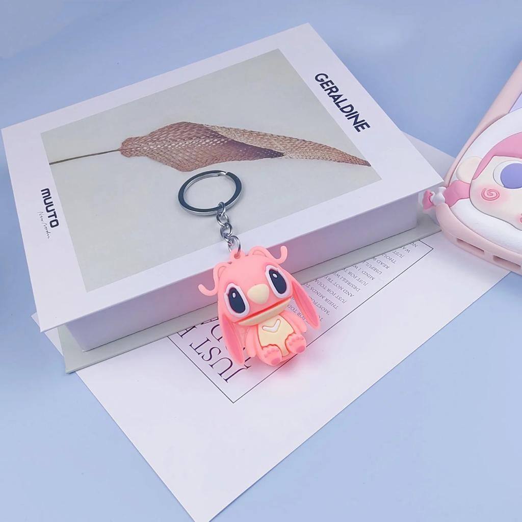 New Style Stitch Car Keychain couple Cartoon Anime Animal 3D Soft Silicone PVC Key Ring Lovers Gift Rubber Key Holder .. (2 pcs set ) View Gallery - Pakistan