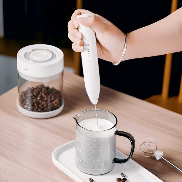 3 in 1 With spring  Electric Milk Frother Whisk Egg Beater USB Rechargeable Coffee Blender (random color) View Gallery - Pakistan