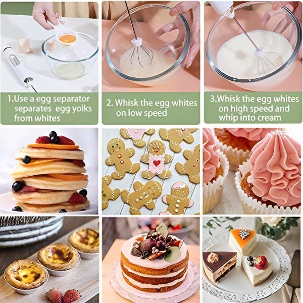 3 in 1 With spring  Electric Milk Frother Whisk Egg Beater USB Rechargeable Coffee Blender (random color) View Gallery - Pakistan