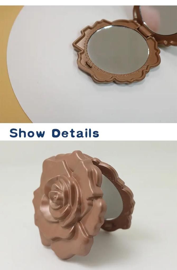 Beautiful Rose Shaped wooden colours Personalized Vintage Pocket Portable Small Size Plastic Makeup Cosmetic Mirror (pack of 2 ) View Gallery - Pakistan