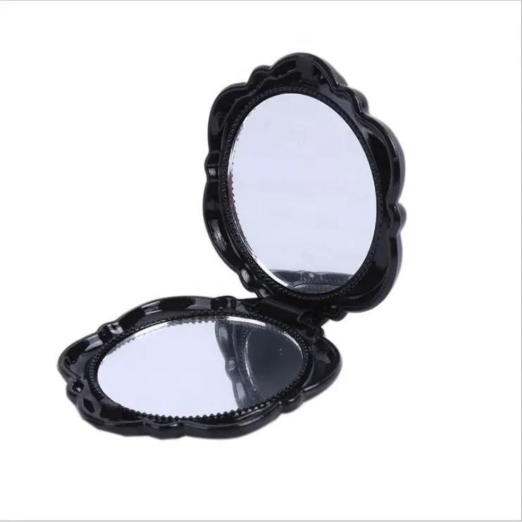 Beautiful Rose Shaped wooden colours Personalized Vintage Pocket Portable Small Size Plastic Makeup Cosmetic Mirror (pack of 2 ) View Gallery - Pakistan