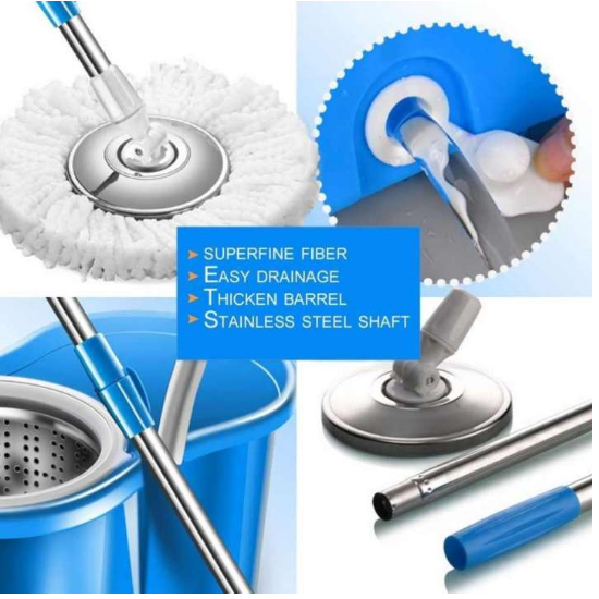 360 Rotating Cleaning Mop Interchangeable Mop Floor Compact Twisted Mop Accessories Household Mop Tool (Big Size)random color View Gallery - Pakistan