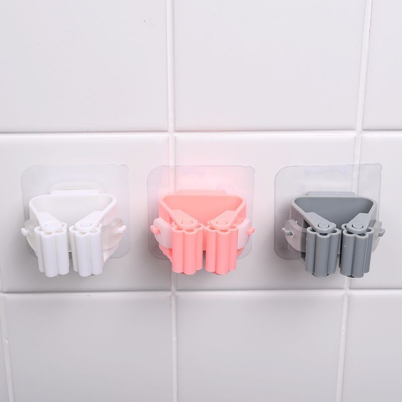 1 Pc Mop and Broom Self Adhesive Holder Wall Mount Magic Hanger Organizer Cleaning Tools Storage Mop Rack (Random Color) View Gallery - Pakistan