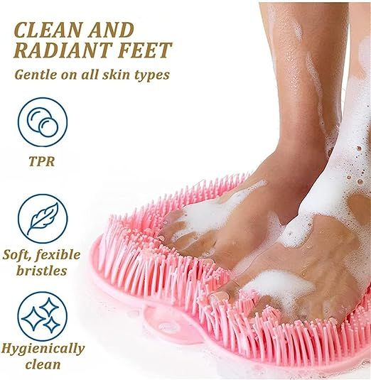 Shower Foot &amp;amp; Back Scrubber Mat, Wall Stick Suction Silicone Bathroom Scrubber (Random color)