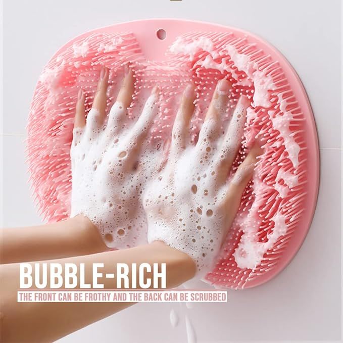 Shower Foot &amp; Back Scrubber Mat, Wall Stick Suction Silicone Bathroom Scrubber (Random color) View Gallery - Pakistan